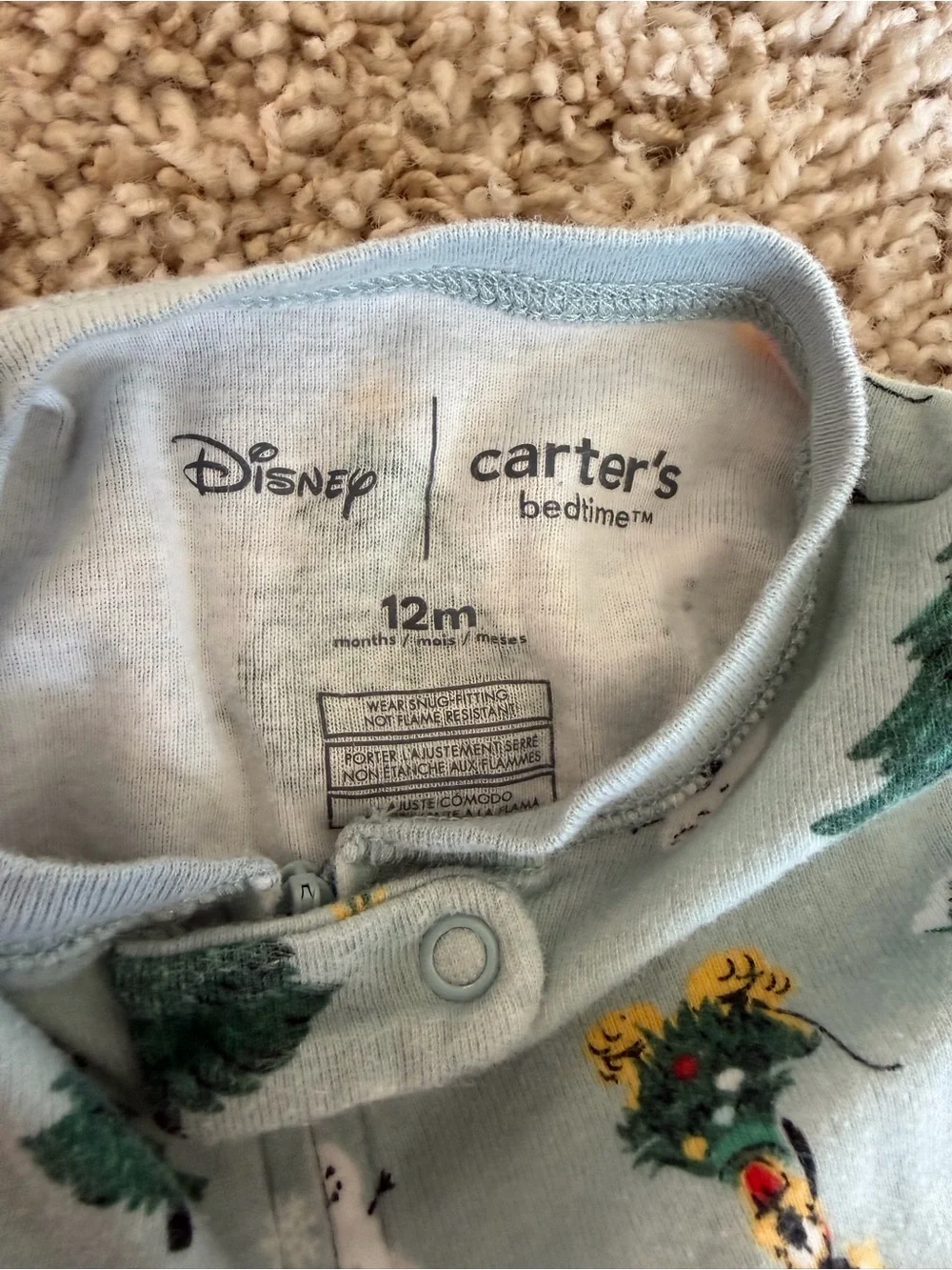 Disney Carters Mickey Mouse & friends Christmas holiday blue snow footie pjs